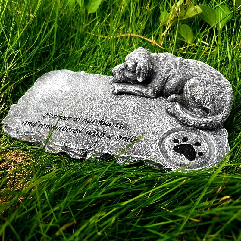 

Dog/Cat statue resin craft item, decorative piece, pet memorial tombstone/souvenir, engraved design, exquisite.