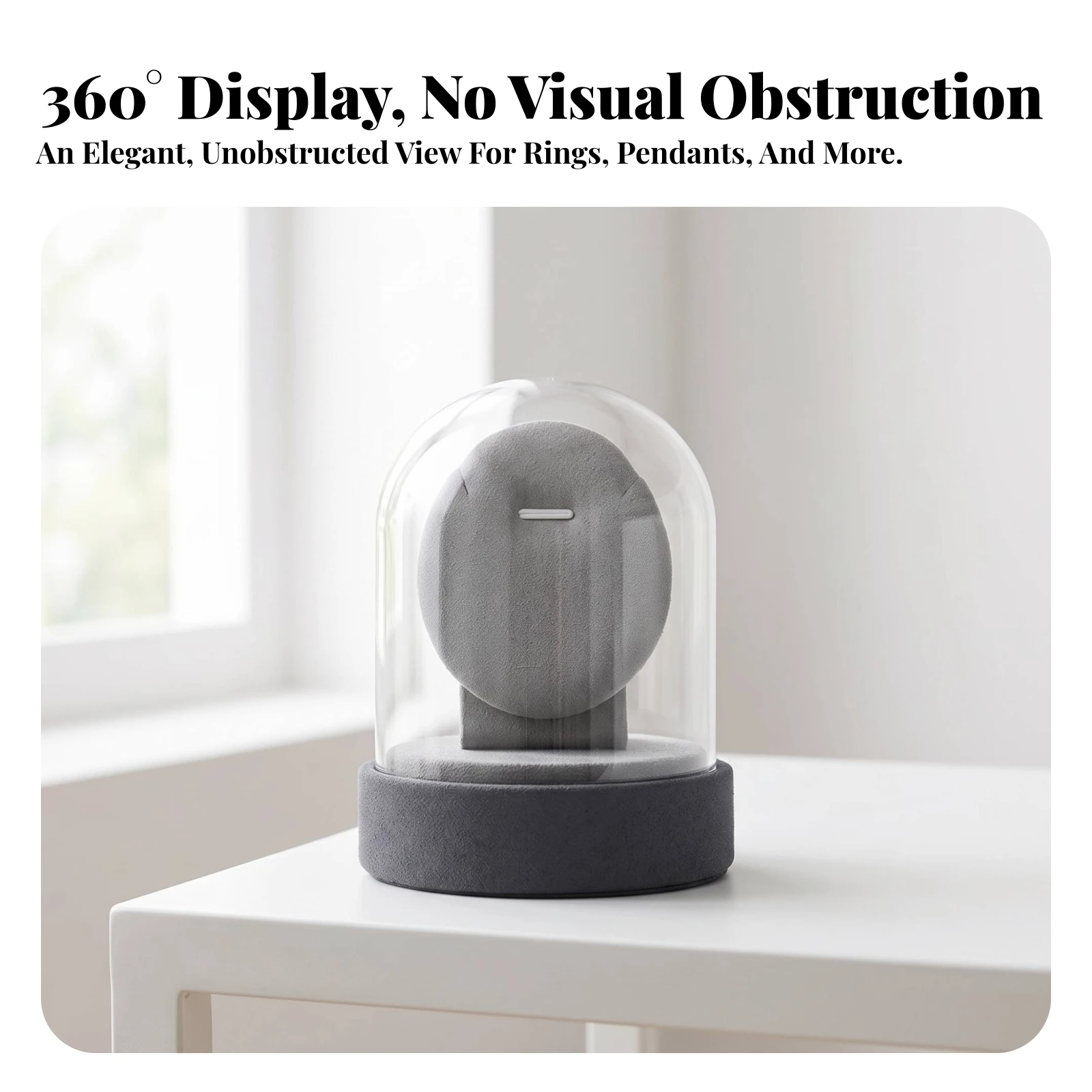Jewelry Display Stand with Glass Dome Compact Band Display with Pedestal Jewelry Dome Decorative Cloche with Base Stylish