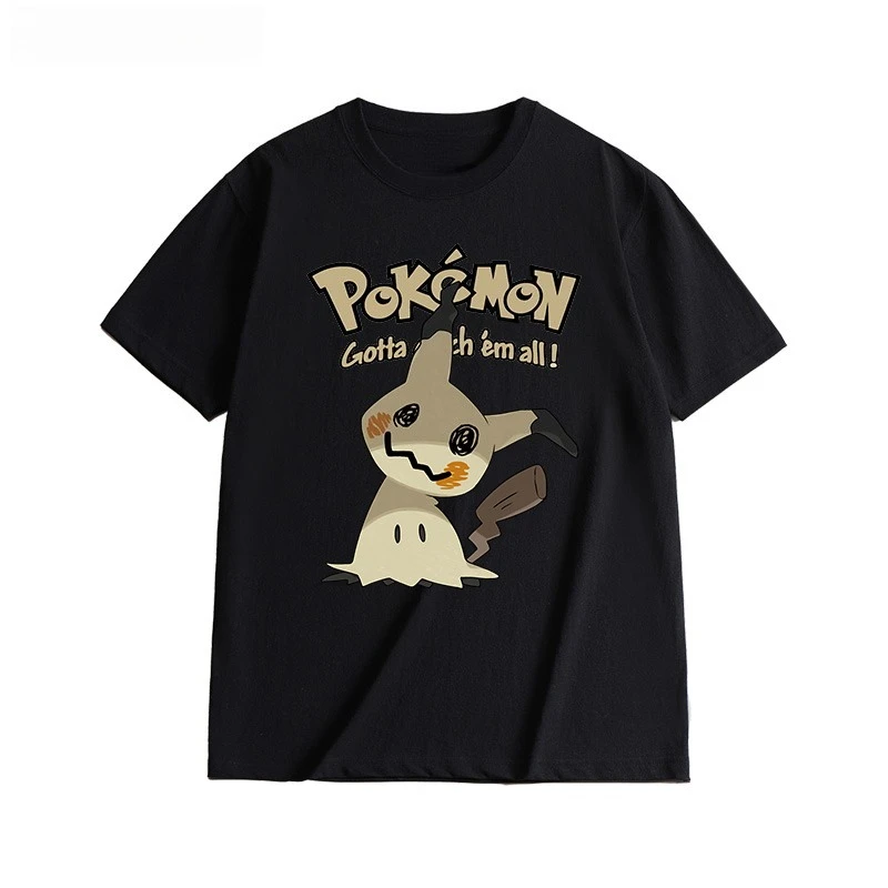 miniso-pokemon-casal-manga-curta-dos-desenhos-animados-psyduck-numero-camiseta-bonito-das-mulheres-dos-homens-casais-y2k-criancas-esportes-ao-ar-livre-camisetas