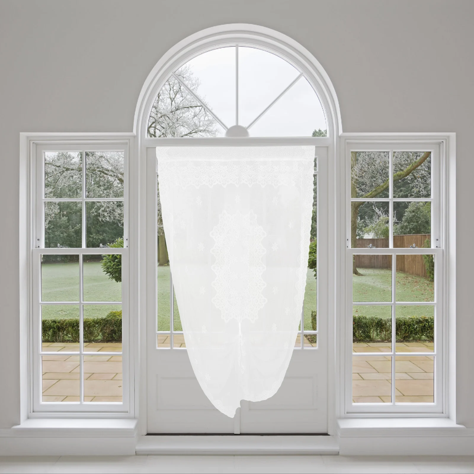 

Lace Sheer Window Curtain Door Curtain Romantic Decor for Home Balcony Kitchen Decorative Room Divider Light Filtering Elegant