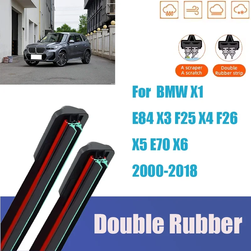 For BMW X1 E84 X3 F25 X4 F26 X5 E70 X6 Front Windshield Wiper General Motors Multifunctional Double Rubber Car Accessories