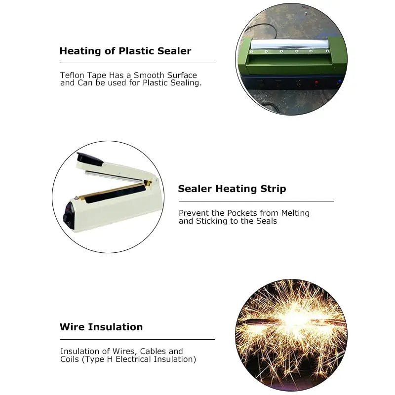 Teflon PTFE Glass Cloth Tape, High Temperature Tape for Vacuum Sealer Machine, Hand Impulse Sealers Insulation PTFE Coated