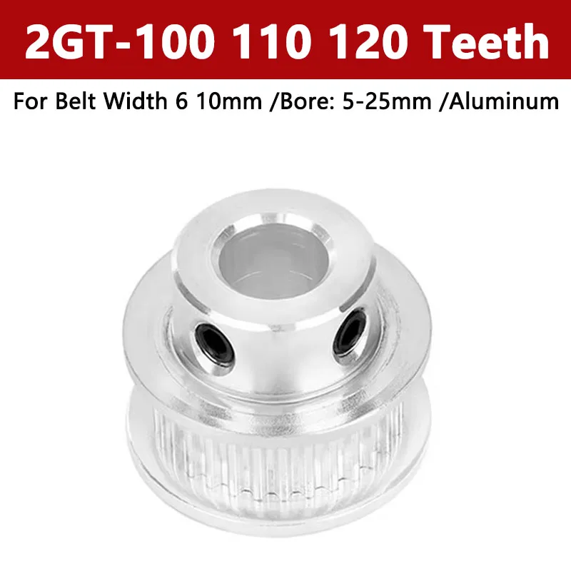 

1pc 2GT Timing Pulley 100 110 120 Teeth Aluminum Alloy GT2 Synchronous Wheel For Belt Width 6/10mm Bore 5-25mm 3D Printer Parts