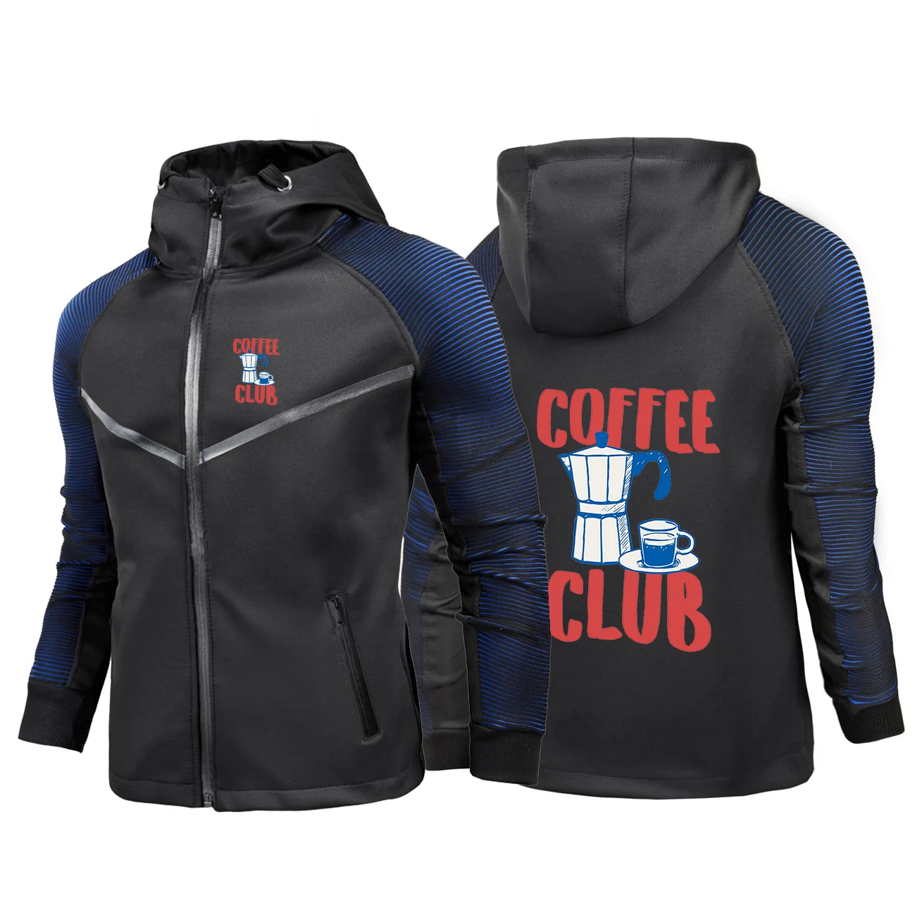 2026 Coffee Club Print Frühling und Herbst Herren Neuer Rennanzug Winddichte Fahrrad- und Motorradjacke Lässige Arbeitsjacke mit Farbverlauf