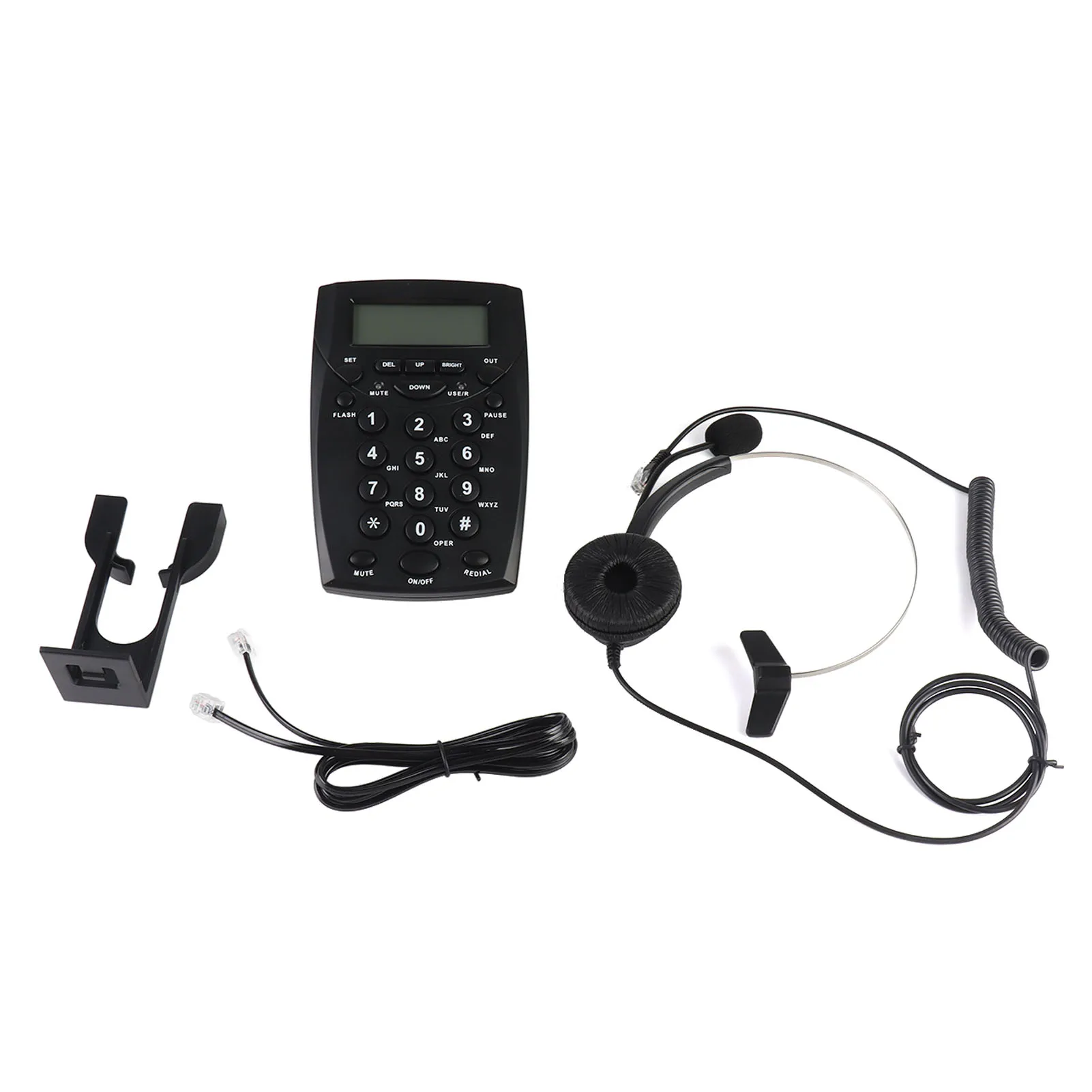 Corded Headset Landline Plug and Play Noise Canceling LED Display Headset Dialpad Telephone FSK DTMF Caller ID for Call Center