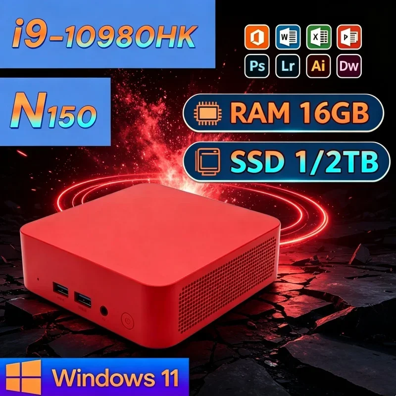 2026 Mini PC Intel I9‑10980HK/N150 Windows 11 16GB 1TB SSD Computer Dual WIFI 6 BT5.2 4K HD Gaming Desktop Prompt Render