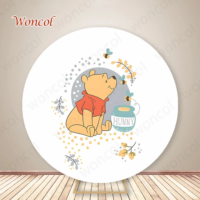 Winnie The Pooh Circle Backdrop Pooh Birthday Backdrop Tigger Eeyore Piglet Cylinder Cover Baby Shower Party Decoration Props