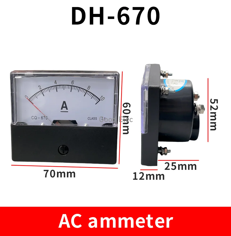 DC DH670 1A 5A 10A 50A 100A 200A 300A 500A Analog Current Panel Meter Ampere Ammeter