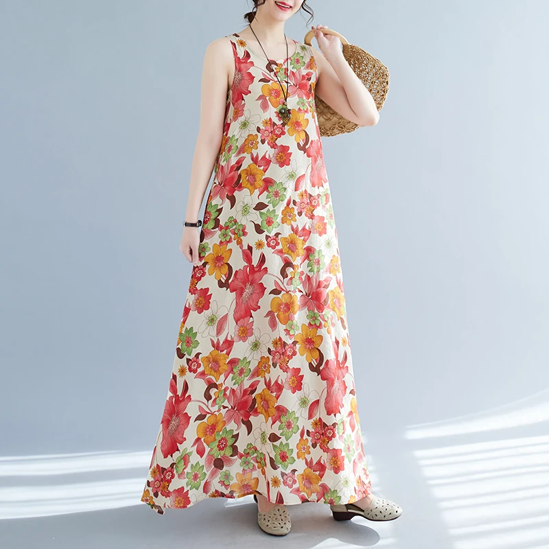 Bohemian Mid-Length Print Dres - Ethnic Style Dresses ulasan dan harga