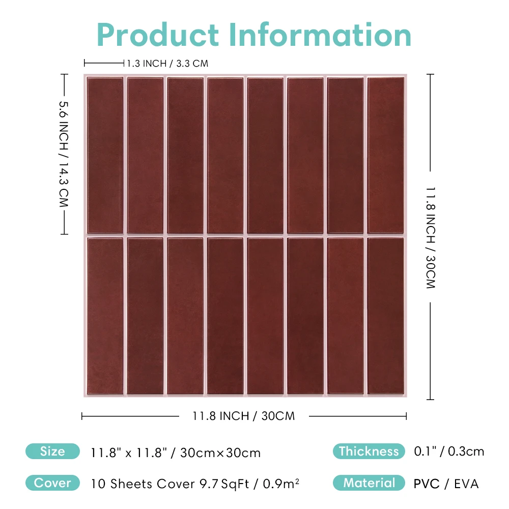 5/10/20PCS Deep Red Linear 3D Peel and Stick PVC Wall Panels, Self-Adhesive, Heat-Resistant, Living Room Decor