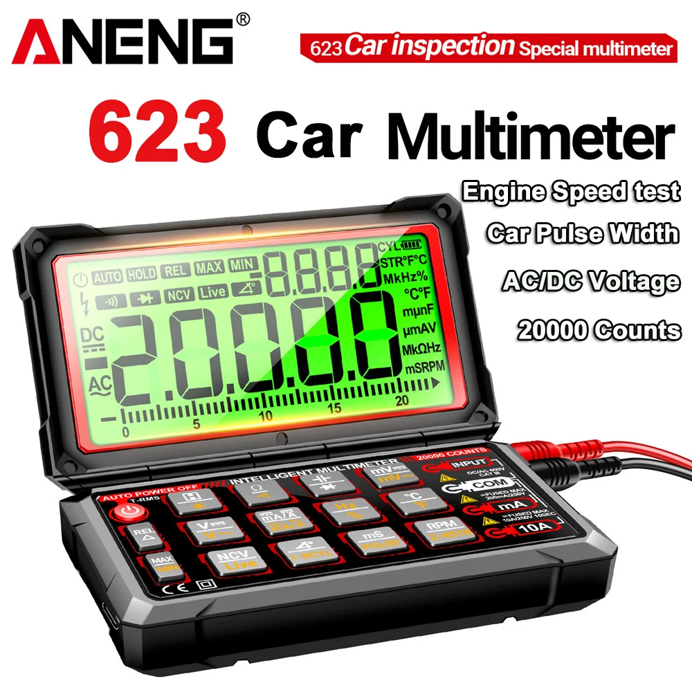 

ANENG Car Digital Multimeter 20000 Counts Auto AC/DC Voltage Tester Capacitance Repair NCV Induction Pulse width Test tools