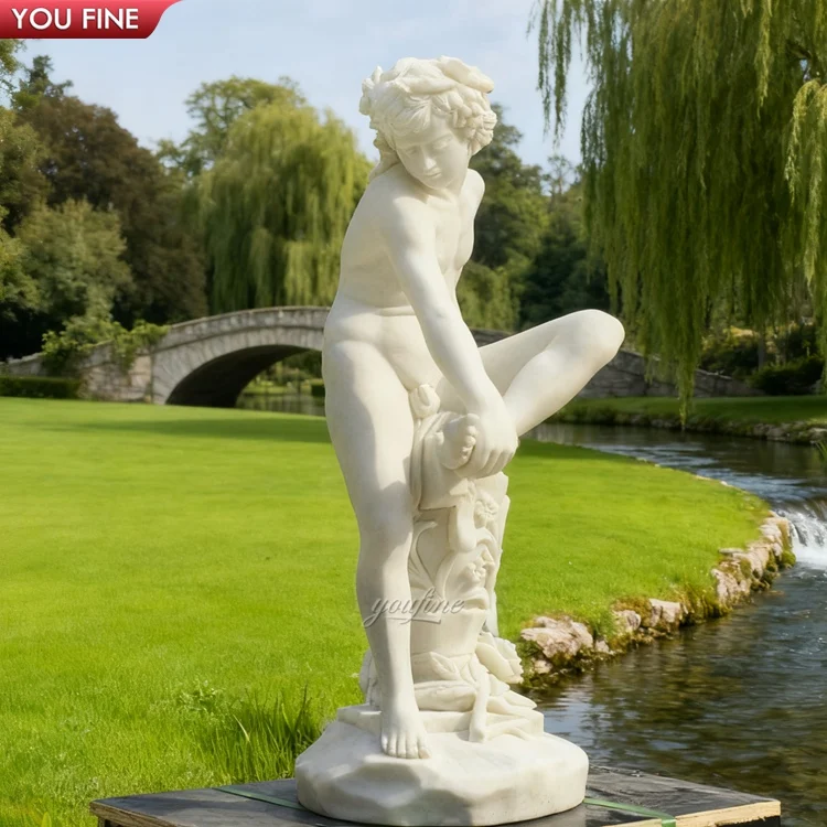 Life Size Classical Marble Boy Pulling a Thorn From His Foot Sculpture for Outdoor Garden