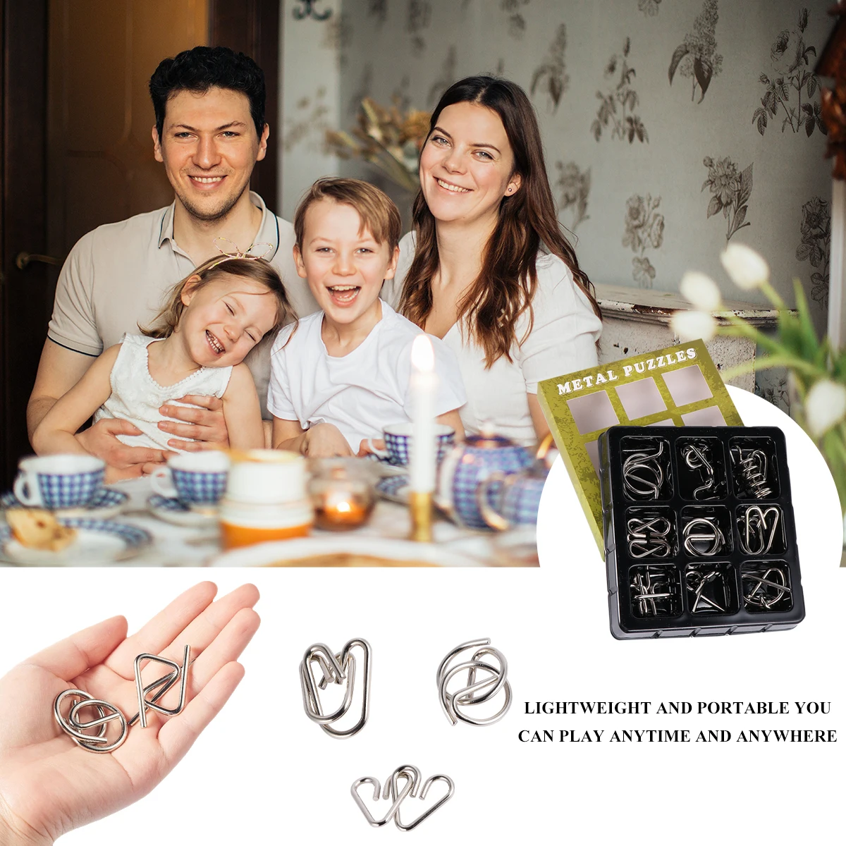 18pcs Metal Brain Teaser Iq Game For Kids Adults Ring Set Buckle Brain Iq Puzzle Set Game Puzzle