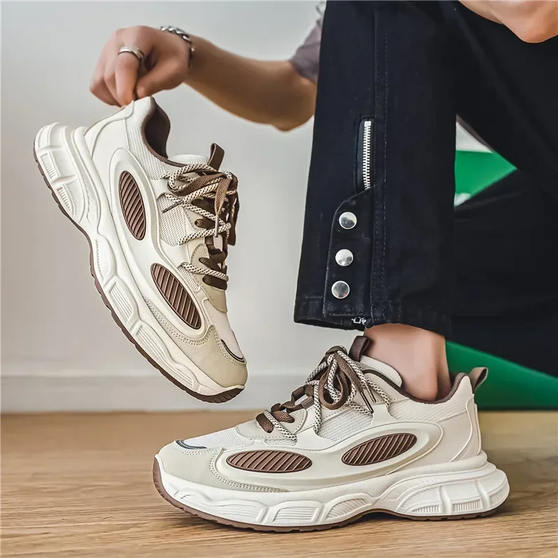 

Спортивная обувь, новинка 2024, весенне-осенняя универсальная обувь с дышащей сеткой для папы, повседневная модная белая обувь