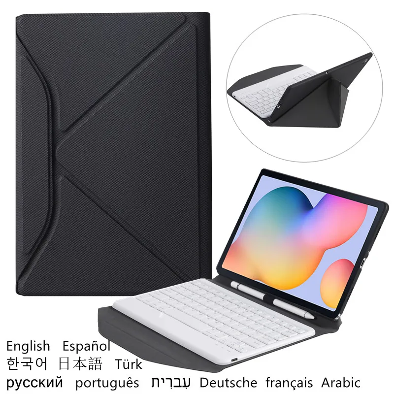 

Case for Samsung Galaxy Tab S6 Lite 10.4 Keyboard Tab S6 Lite Book Cover Russian Spanish Arabic Korean Portuguese Arabic Teclado