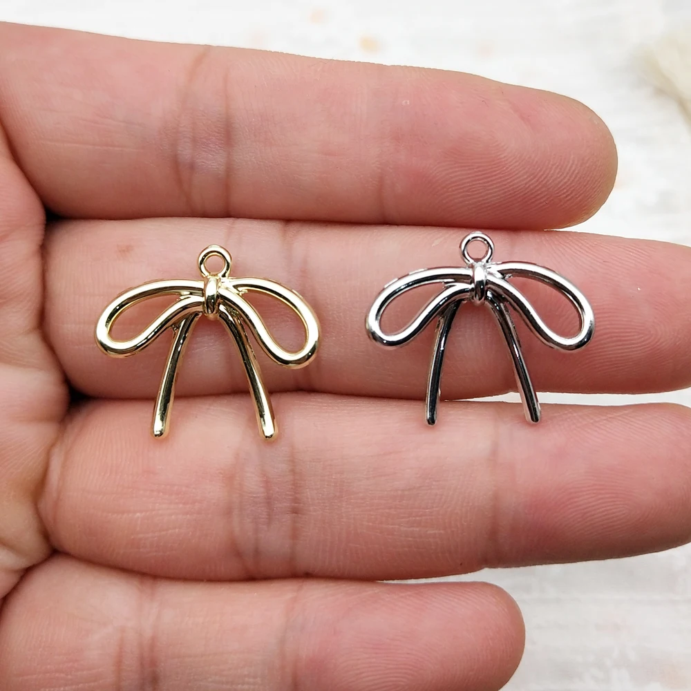 10pcs Bow Charm for Jewelry Making Enamel Necklace Keychain Phone Pendant Diy Accessories Alloy Metal