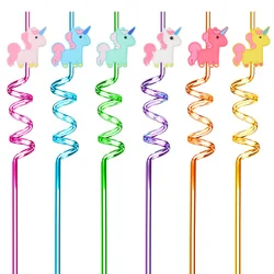 Unicorn Cartoon Good-looking Straw PET Reusable Spiral Straw Unicorn Birthday Wedding Party Children Adult Cute Straw