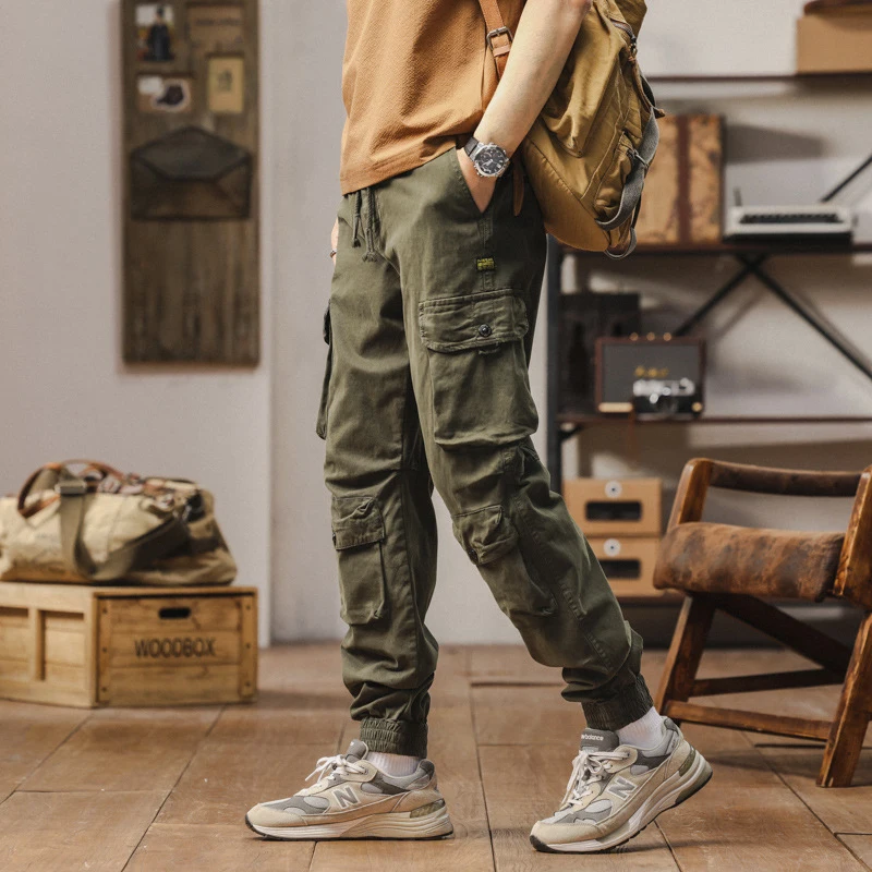 

Summer Men's Mid-Waist Work Pants American High Street Style with Multiple Pockets Washed Outdoor Sports And Leisure Leggings