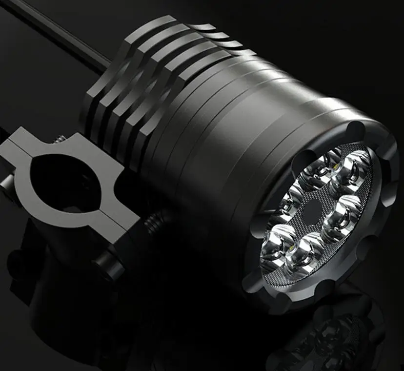 Motorcycles Headlight LED Axiliary Fog Light 6 LED 60W White Work Light High Beam Low Beam Flash Three Modes Fog Lights