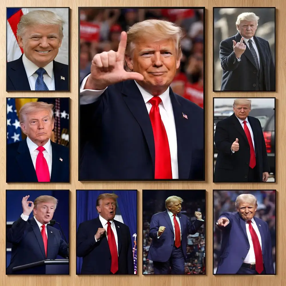 Famous Figure D-Donald Trump Poster Classic Self-Adhesive PP Wall Sticker for Living Room Bar Decor Gift