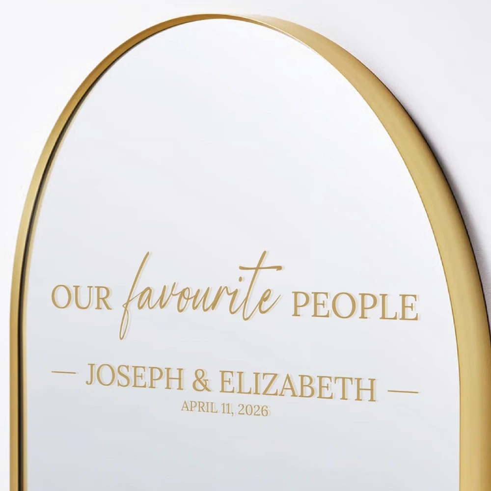 

2Pcs Our Favorite People Vinyl Decal Bride Groom Names Customized Decal Wedding Ceremony Welcome Sign Wall Sticker