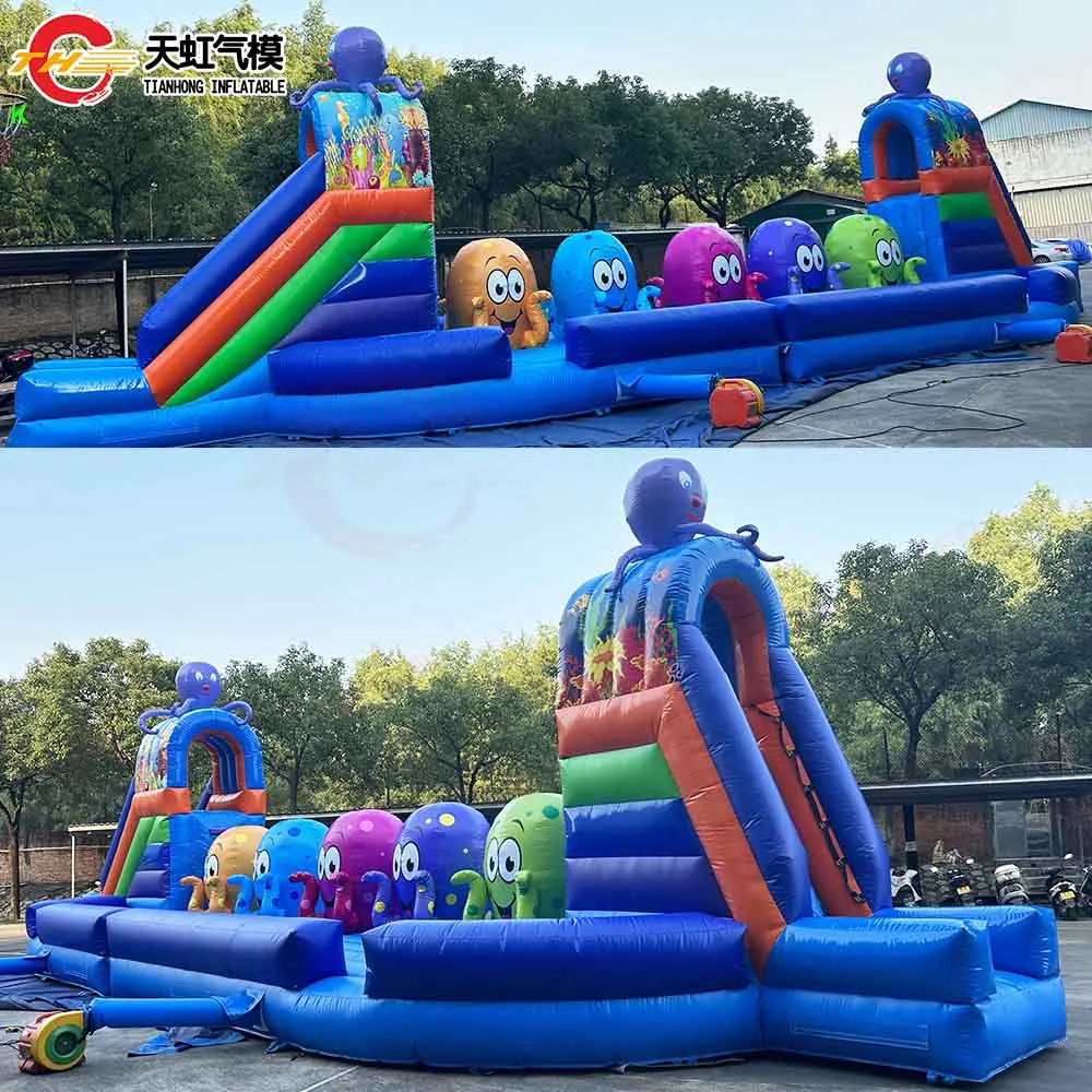 Pelotas inflables grandes de 17m, curso de obstáculos para saltar, juego deportivo de Carnaval para correr a la venta