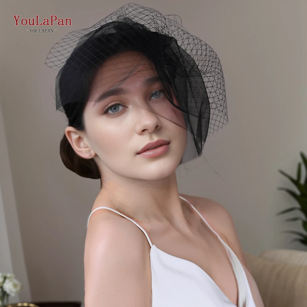 YouLaPan VA20 Wedding Detachable BirdCage Veil Short Black Fashion Blush Veil Bridal Wedding Accessory Short Wedding Veils