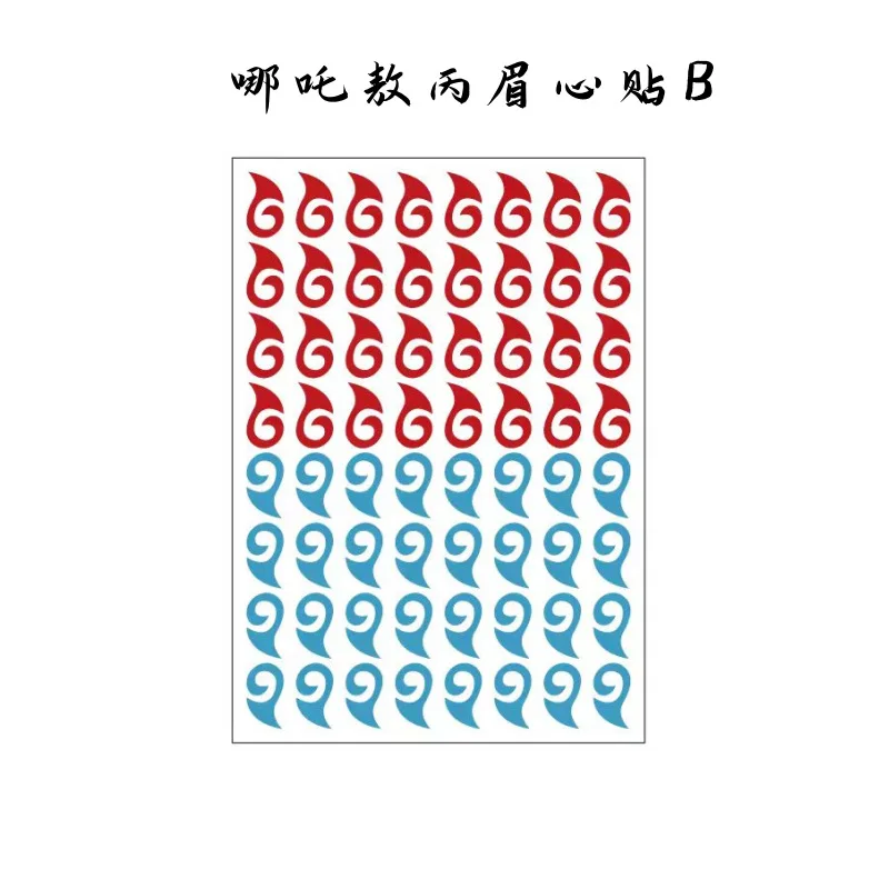 Nezha Voorhoofd Wenkbrauw Hart Demon Kind Reïncarnatie kinderen Tattoo Sticker COS Sticker Anime Aobing Wenkbrauw Hart