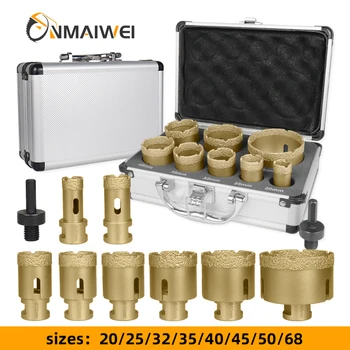 Coupe-trous pour carreaux de céramique, diamant sec, couronnes de carreaux avec ouvre-fil M14, forets pour granit et marbre, 9 pièces