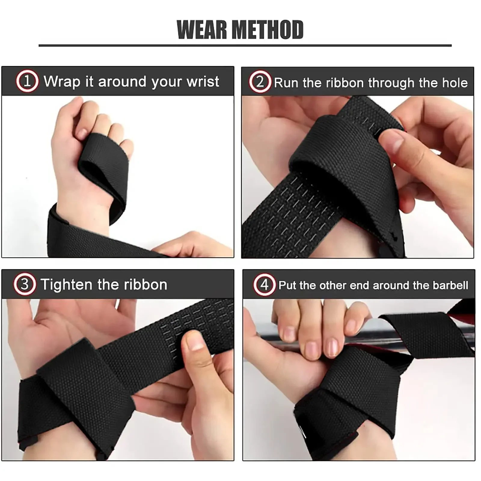 2Pcs Sports Grip Band Weightlifting Wrist Straps Strength Training Adjustable Non-slip Gym Fitness Lifting Strap Wrist Support