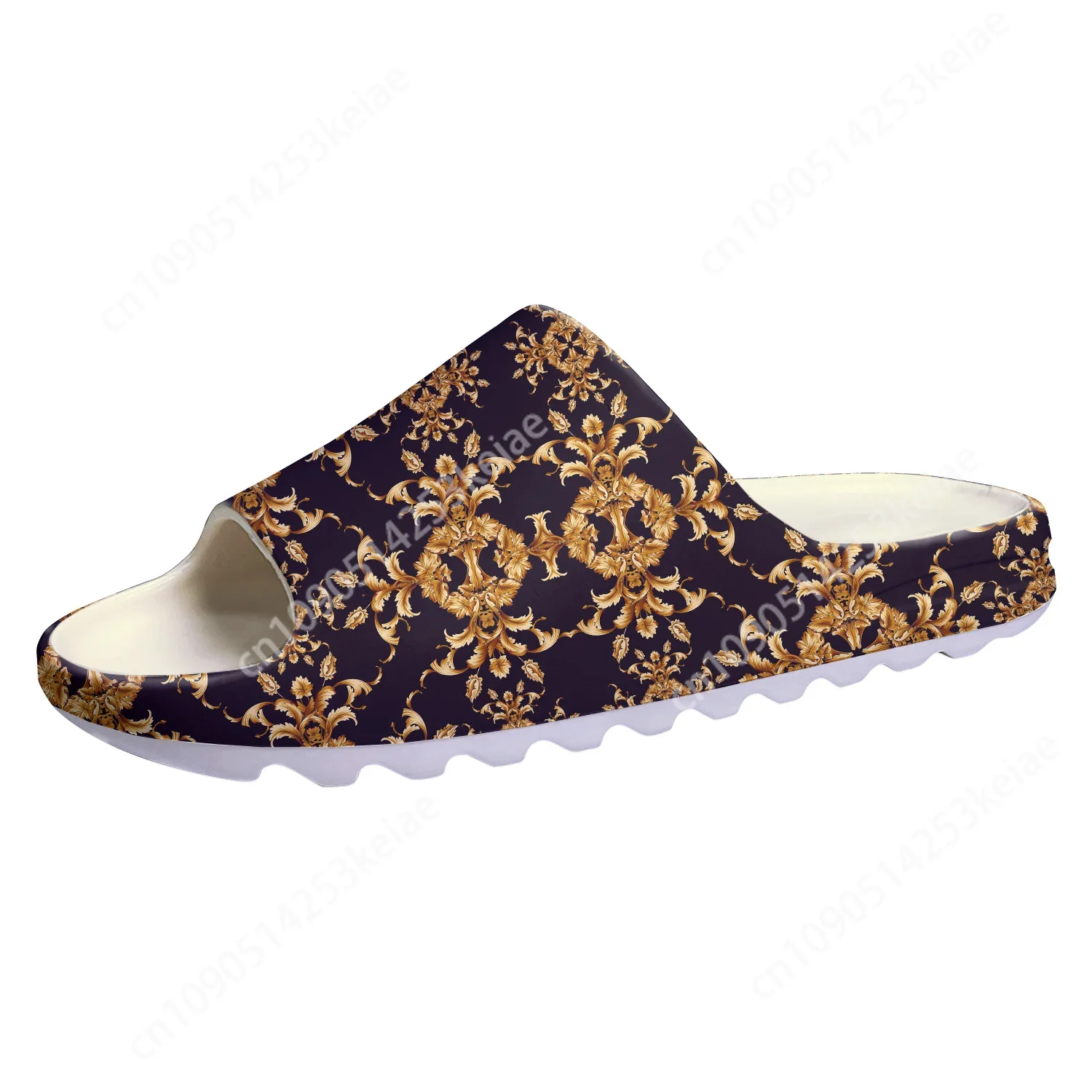 Luxury Golden Floral Baroque Soft Sole Sllipers Home Clogs Customized Step On Water Shoes Mens Womens Teenager Step in Sandals