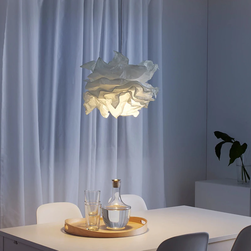 Lámpara de arañas de papel blanca para dormitorio, iluminación moderna y creativa para sala de Estar, comedor, colgante decorativo E27