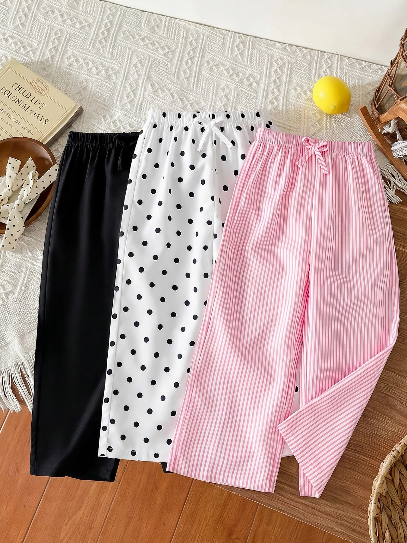 Trendy Girl Casual Loose Pants Multiple Patterns Breathable Daily Wear Bottoms