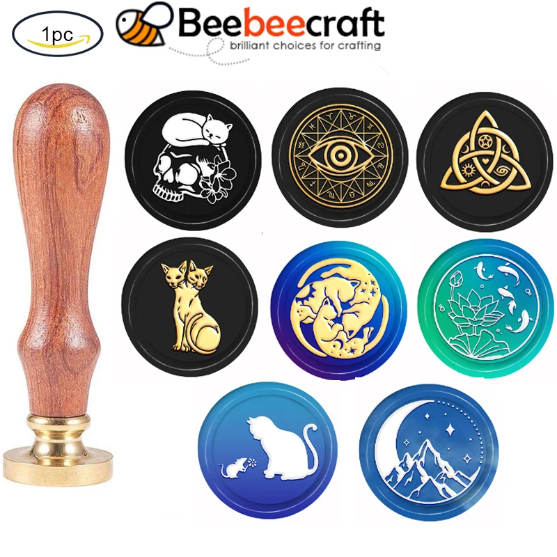 1PC Brass Wax Seal Stamp with Handle for DIY Scrapbooking Skull Pattern 89x30mm for Invitations Cards Gift Wrapping