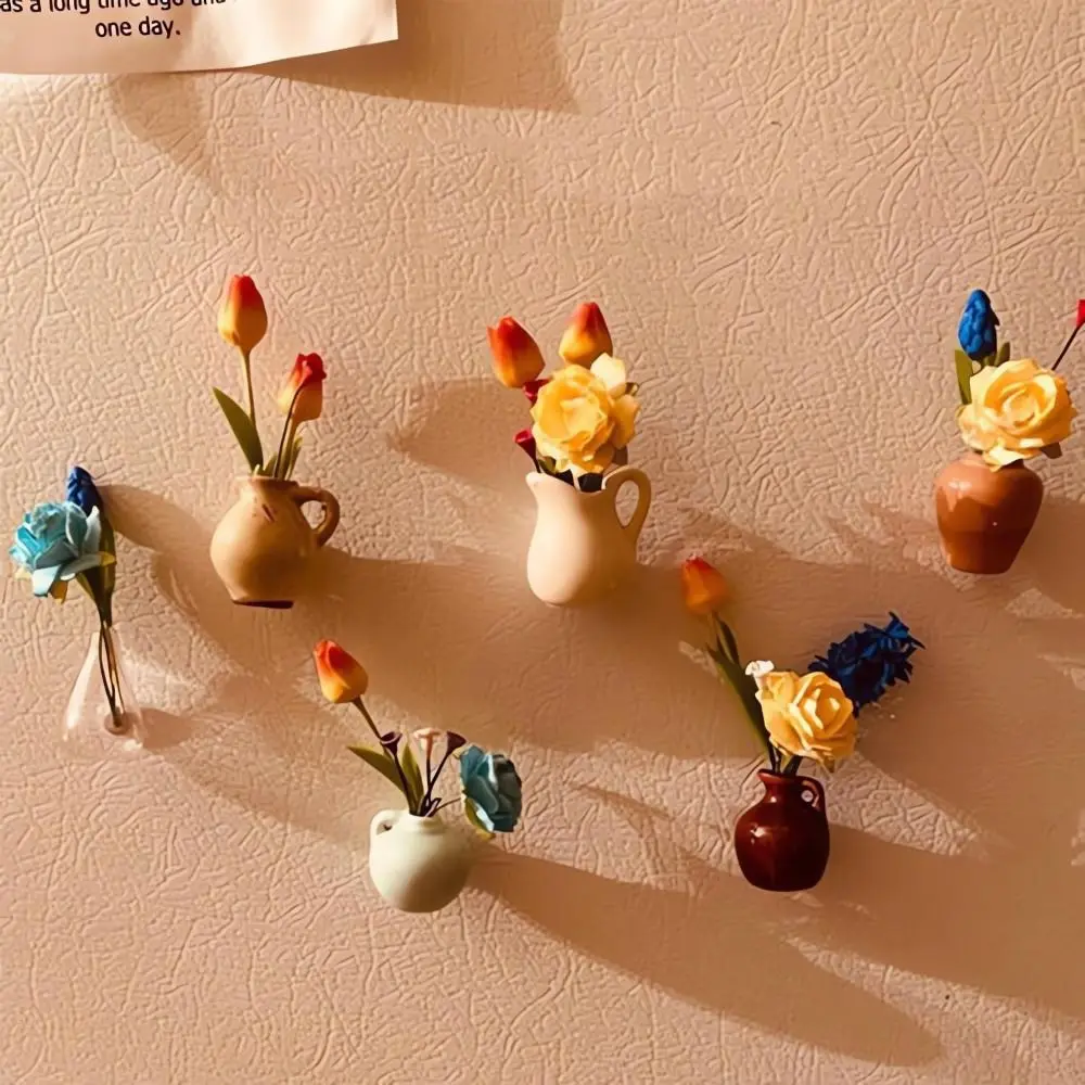 Simulation Mini Vase Fridge Magnets Durable Whiteboard Decoration Ceramic Vase Refrigerator Sticker Creative Home Decor