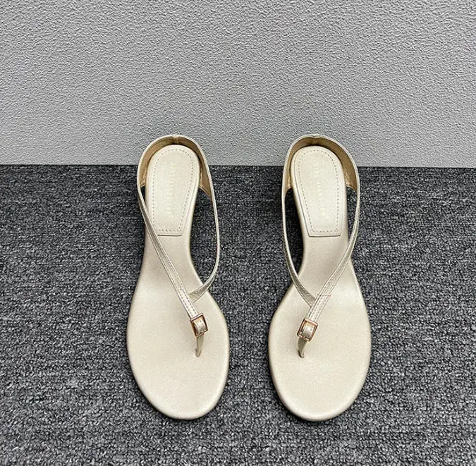 Luxury Designer Wedge Women's Flip Flops Slippers 6cm High Heel Clip Toe Sandals Fashion Buckle Red Chunky Slides шлепки женские
