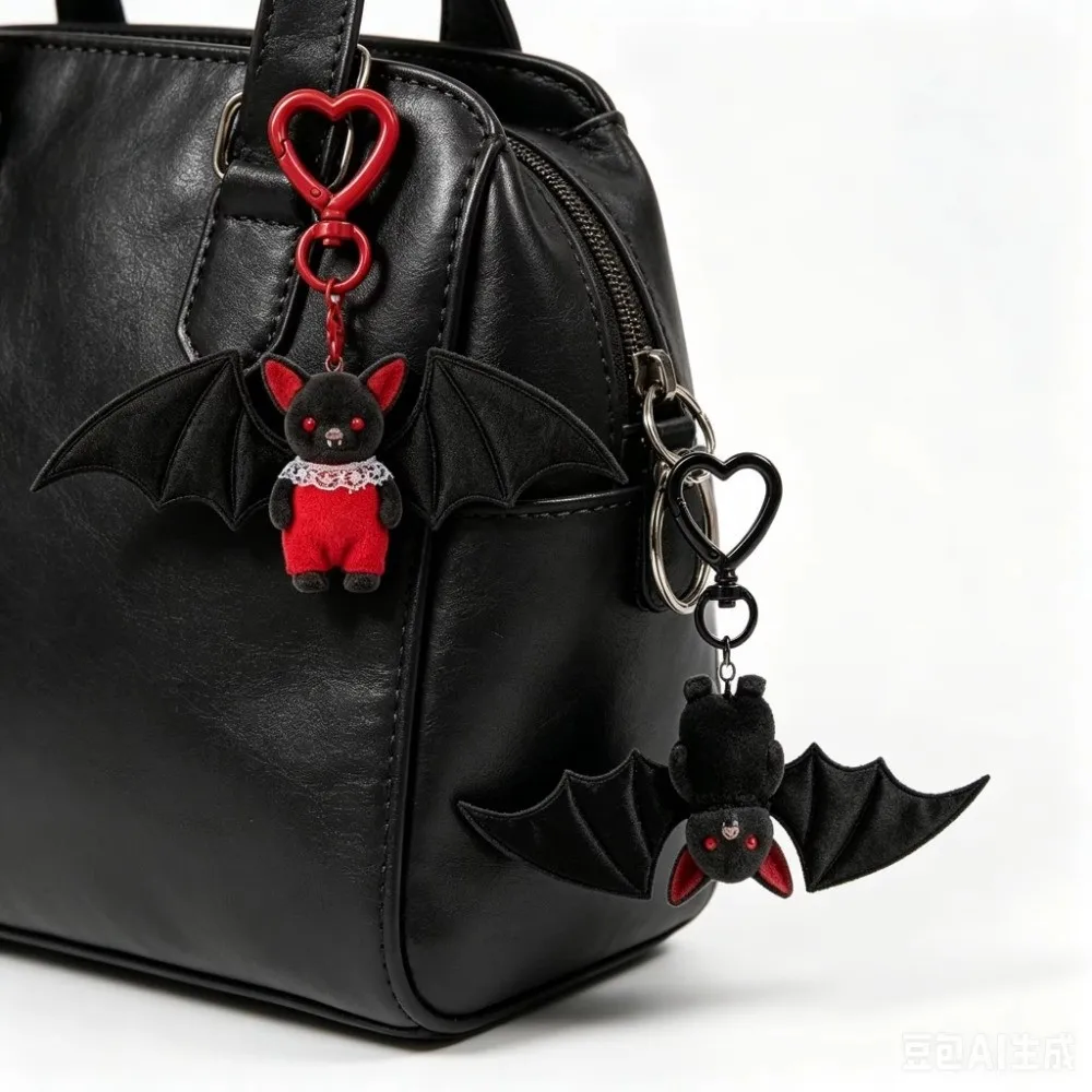 Creative Small Present Gothic Style Bat Keychain Soft Portable Lightweight Bat Hanger Decoration Bag Charm Backpack Ornament