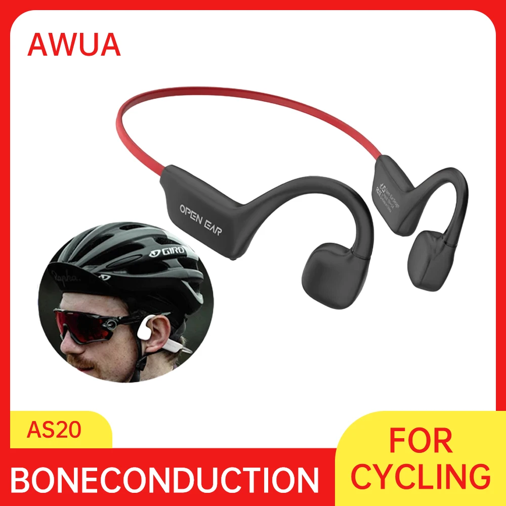 AWUA Bone Conduction Wireless Earphone Bluetooth 5.2 Open Ear Sports Headphones Waterproof Ear Hook Headset Cycling Running