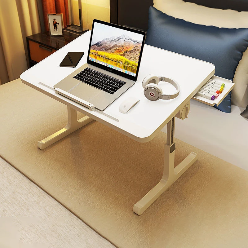 60X40CM Foldable Lifting Computer Desk Laptop Tablet Desk with Drawers Multifunctional Bedroom Tilting Folding Office Read Desk