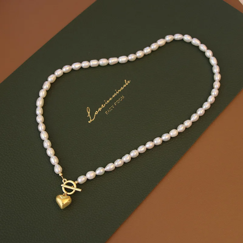 Romantic Love Heart 100% Natural Freshwater Pearl 14K Gold Filled Lady Pendant Necklace Jewelry Wedding Gifts No Fade