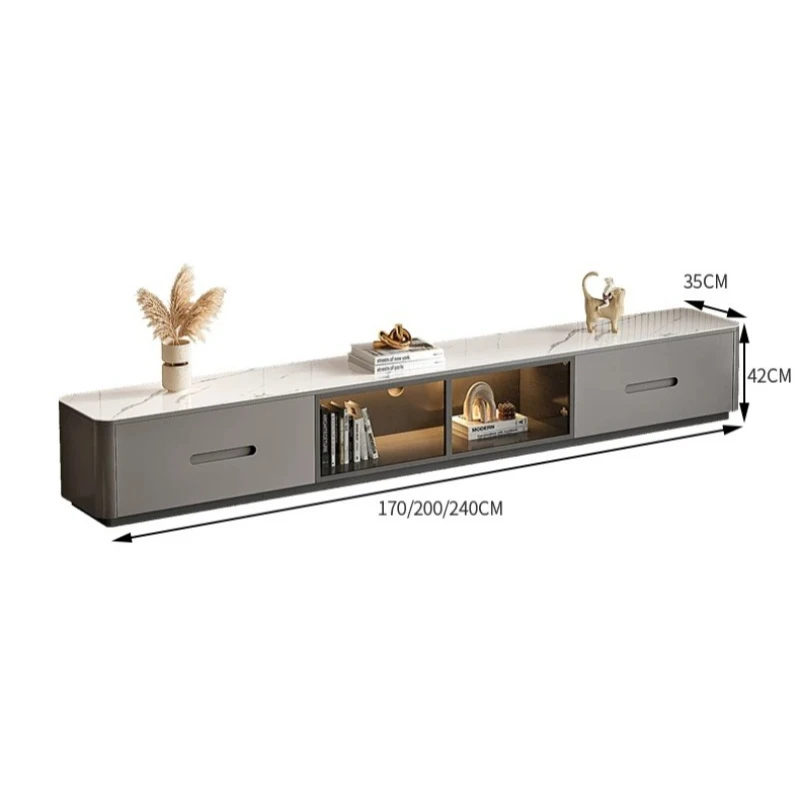 Drawers Shelving Monitor Stand Modern Storage Crystal Tv Cabinet Light Entertainment Center Muebles Para Salas Room Furniture
