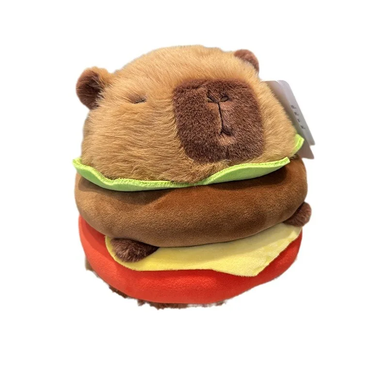 Kapibala hamburguesa delfín sombrero de cumpleaños mochila de hamburguesa lindo juguete de peluche feo muñeca de almohada