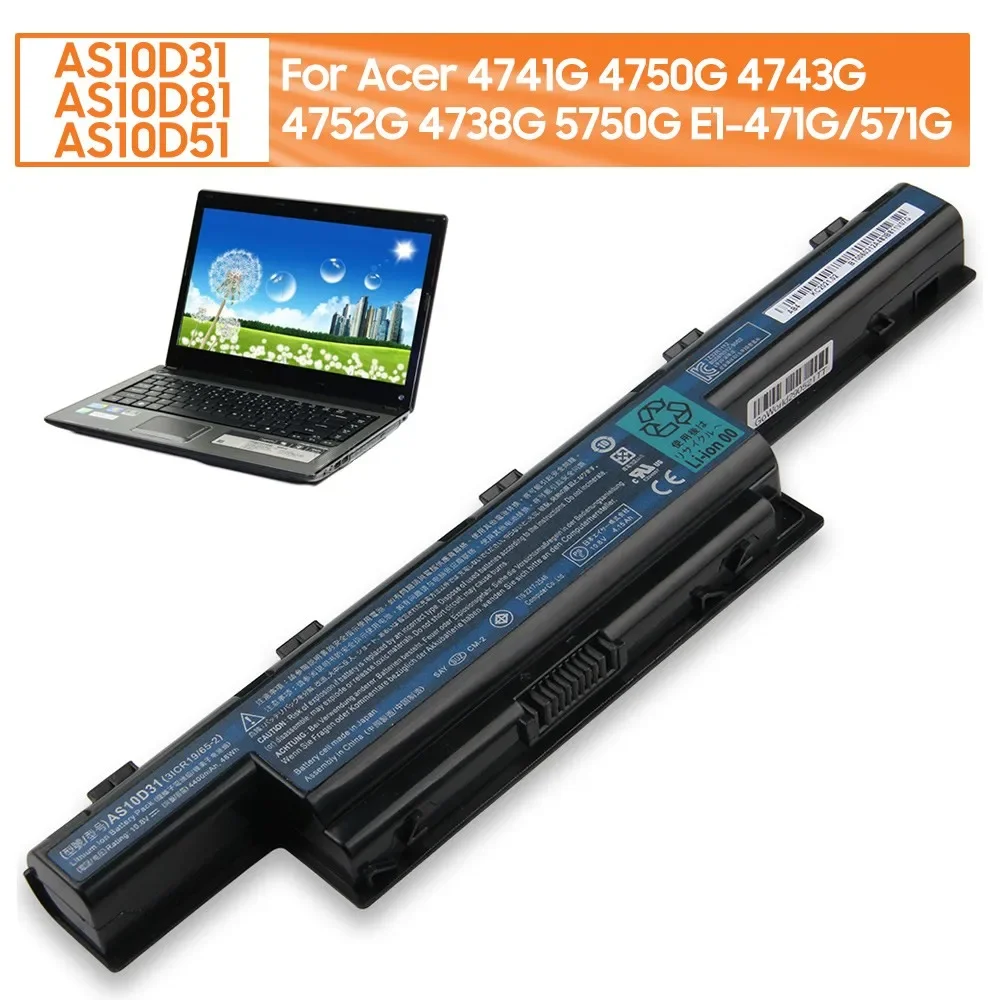 

Replacement Battery AS10D31 AS10D41 For acer 4741G 4750G 4743G 4752G 4738G 5750G E1-471G/571G Battery