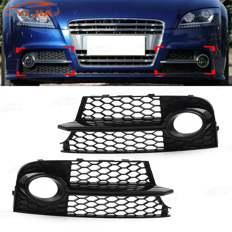 1Pair Front Bumper Honeycomb Mesh For Audi TT MK2 S-LINE 8J0807681K 8J0807682K Replacement Parts Car Fog Light Grille Cover