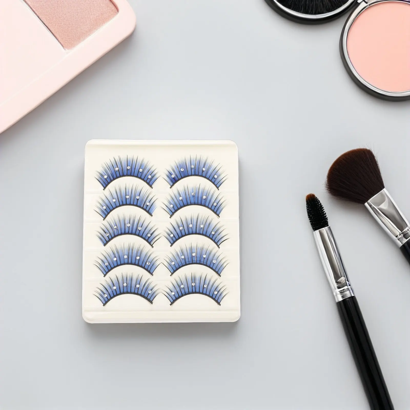 10 Pairs False Eyelashes with Rhinestones Artificial Glitter Costume Faux Glittery