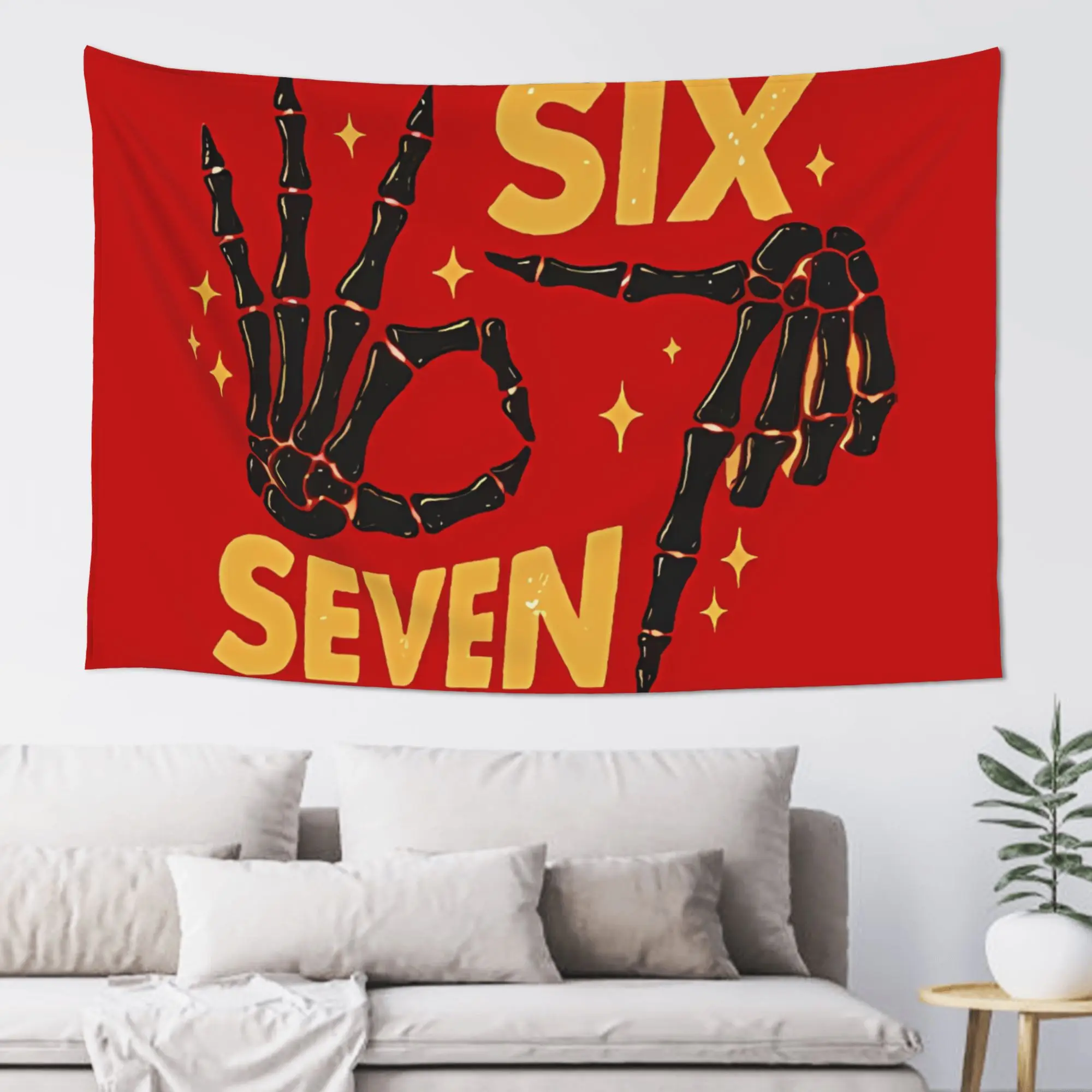 Retro Skeleton Hand Tapestry, Vintage Bone Fingers Wall Hanging, Red Gothic Punk Room Decor, Edgy Numerology Art, Cool Dorm