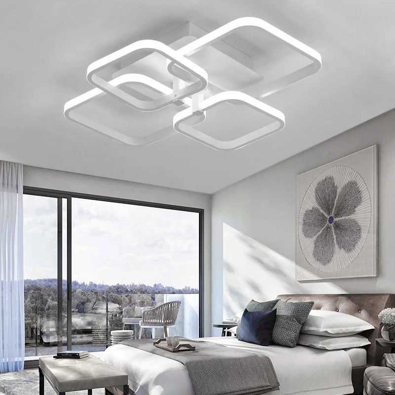 Square LED Ceiling Light Chandelier Lamp Cool White Light, 4 Head