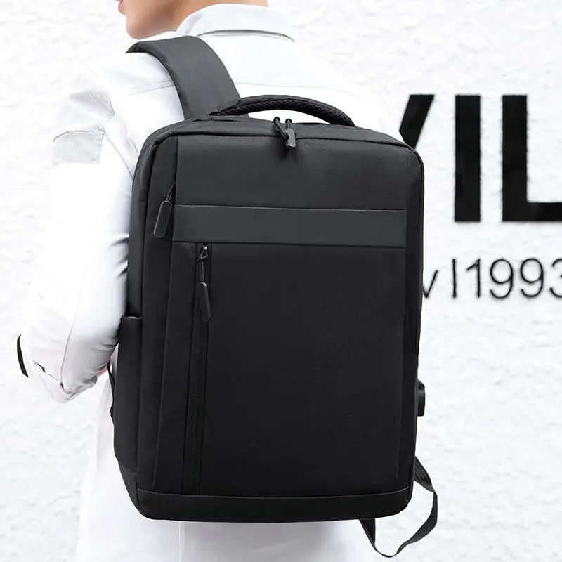 Ransel Pria Populer Tas Tahan Air Multifungsi untuk Pria Ransel Laptop Bisnis Tas Pengisi Daya USB Ransel Kasual Nilon