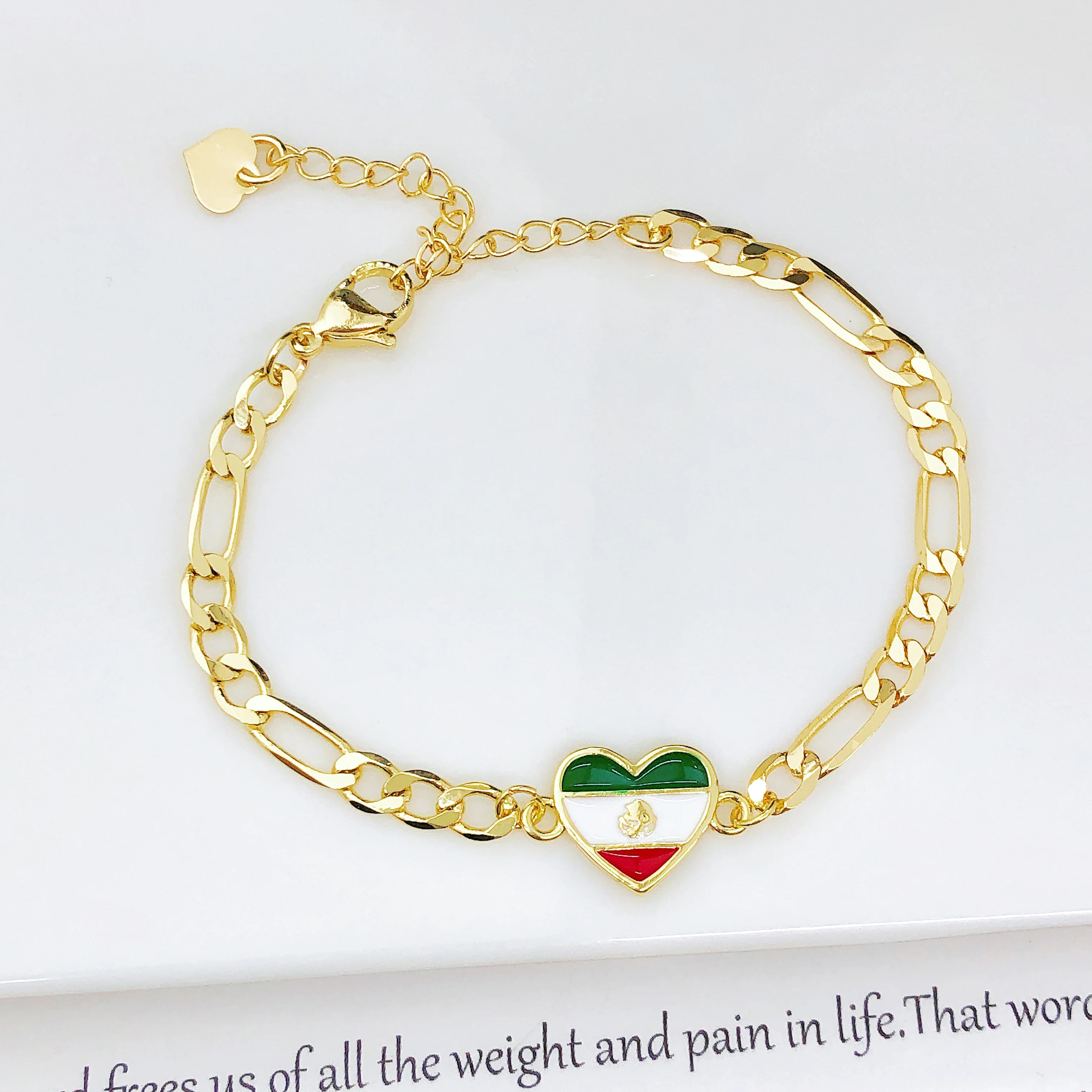 Luxury Enamel Art Gold Plated Mexico Colombia Flag Map Adjustable Bracelet for Men Women Holiday Anniversary Jewelry Fine Gift