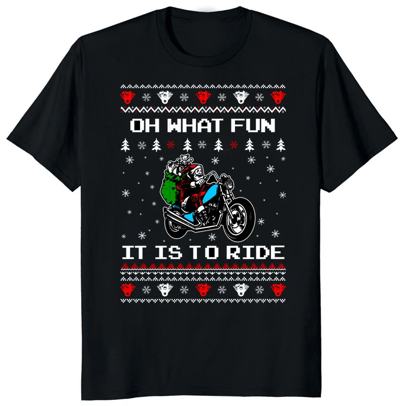 

Funny Santa Claus By Motorcycle T Shirt Merry Christmas Men Boyfriend Gift Printed T-Shirt Male New Year Streetwear Style